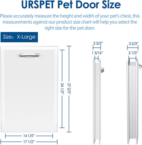 URSPET XL Dog Doors for Large Dogs, Extra Large Dog Door with Magnetic Double Flap, Premium Aluminum Giant Dog Door with Lockable Handle, Extreme Weather Pet Door, Easy to Install